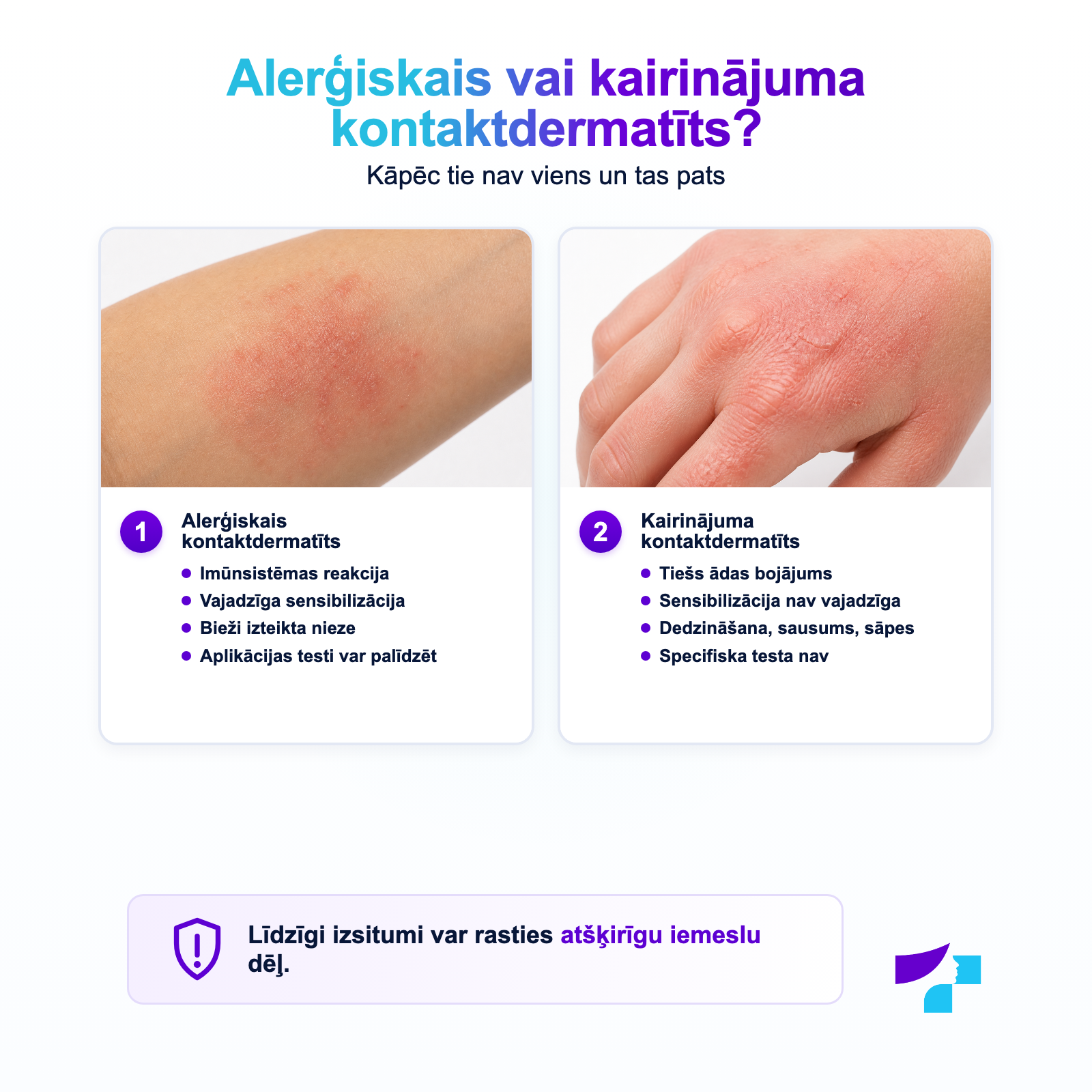Alerģiskais vai kairinājuma kontaktdermatīts Alerģiskā un kairinājuma kontaktdermatīta atšķirības, izraisītāji un diagnostika