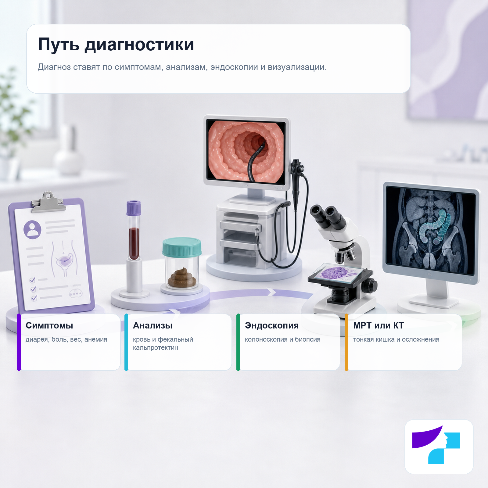 Диагностика болезни Крона: симптомы, анализы, эндоскопия, биопсия, МРТ или КТ