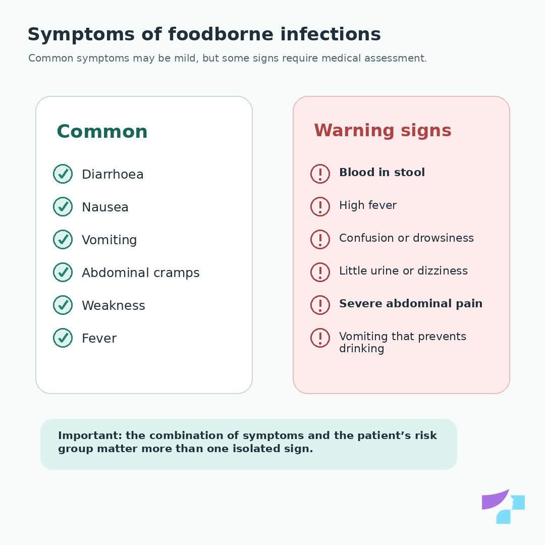 Symptoms of foodborne infections