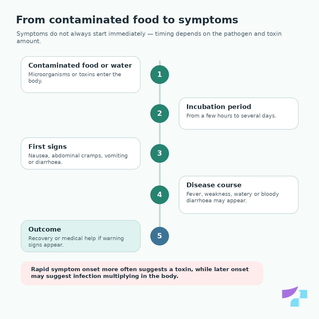 From contaminated food to symptoms