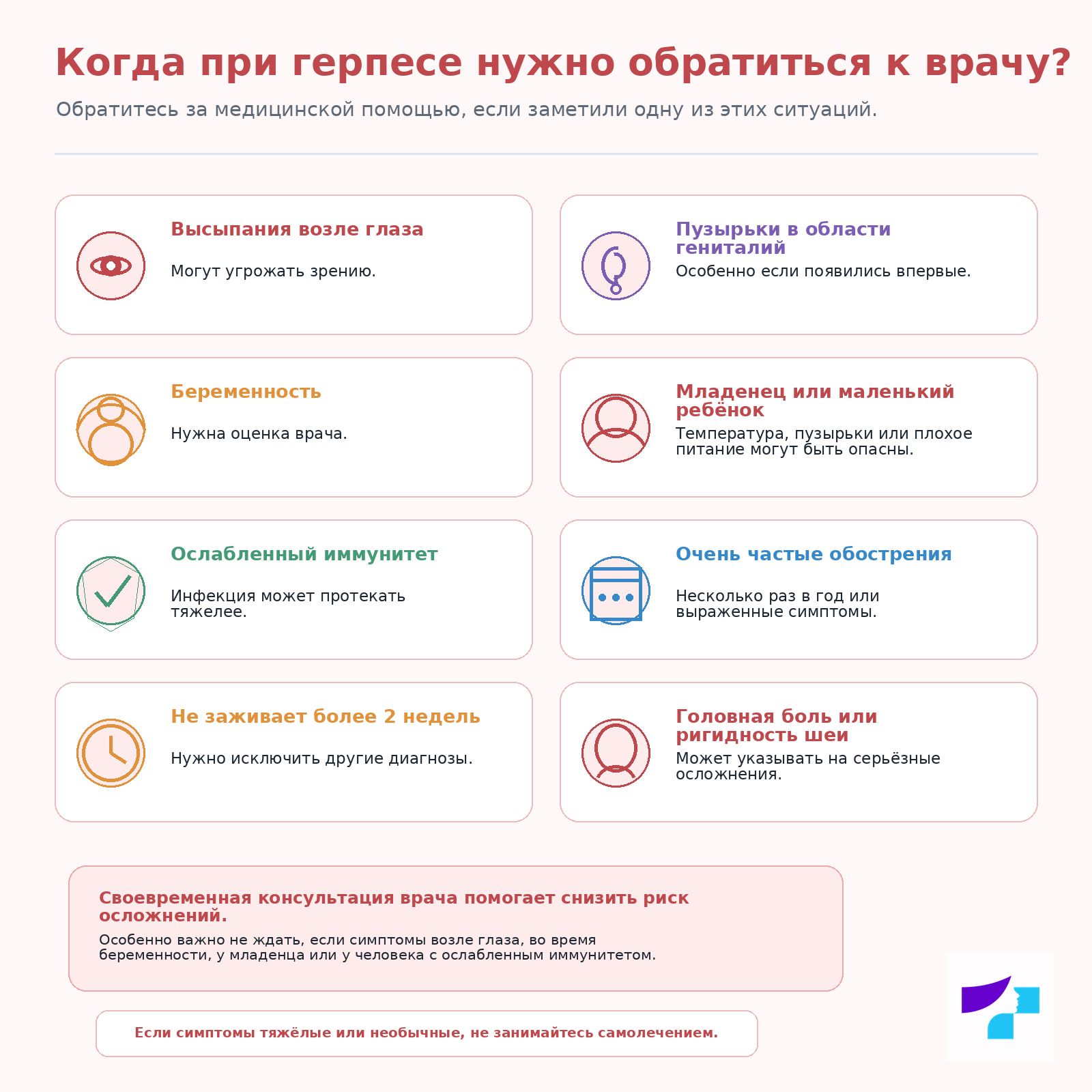 Когда при герпесе нужно обратиться к врачу
