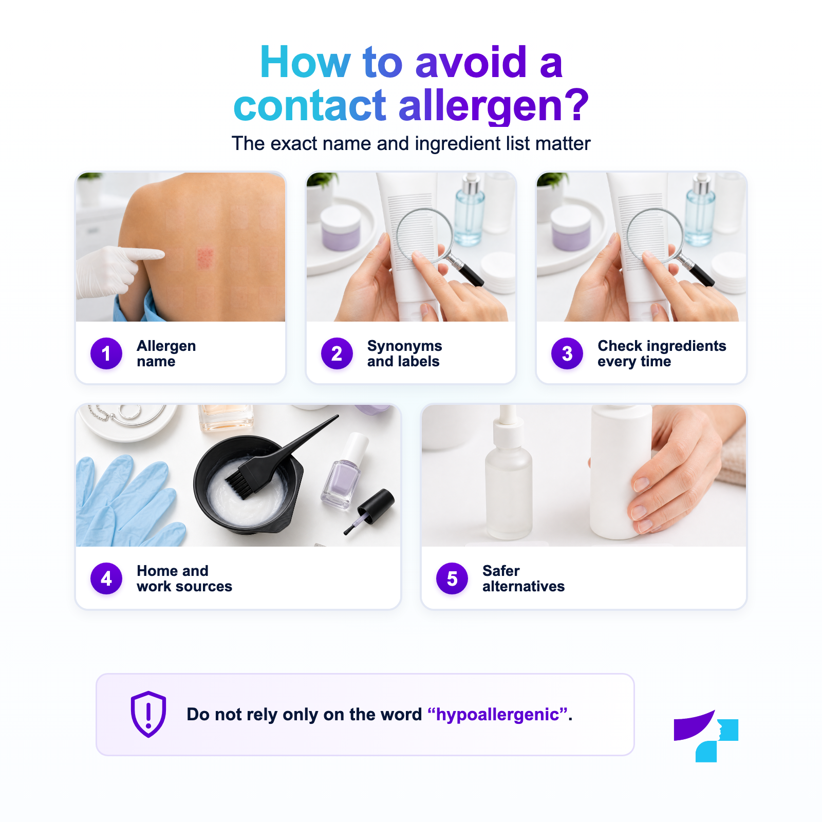 How to avoid a contact allergen: synonyms, checking product ingredients and safer alternatives