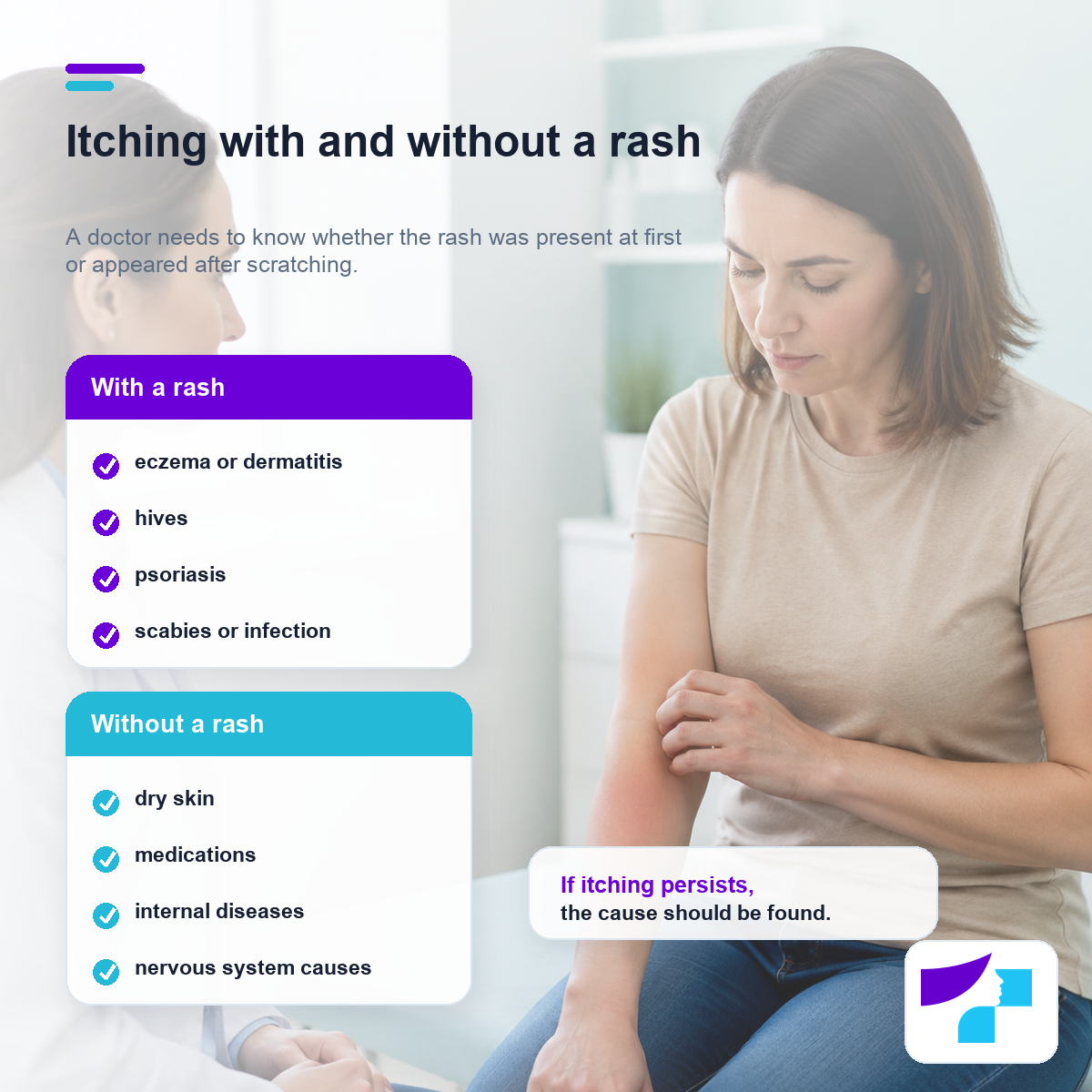 Itching with and without a rash: common causes and when the cause of itching should be assessed