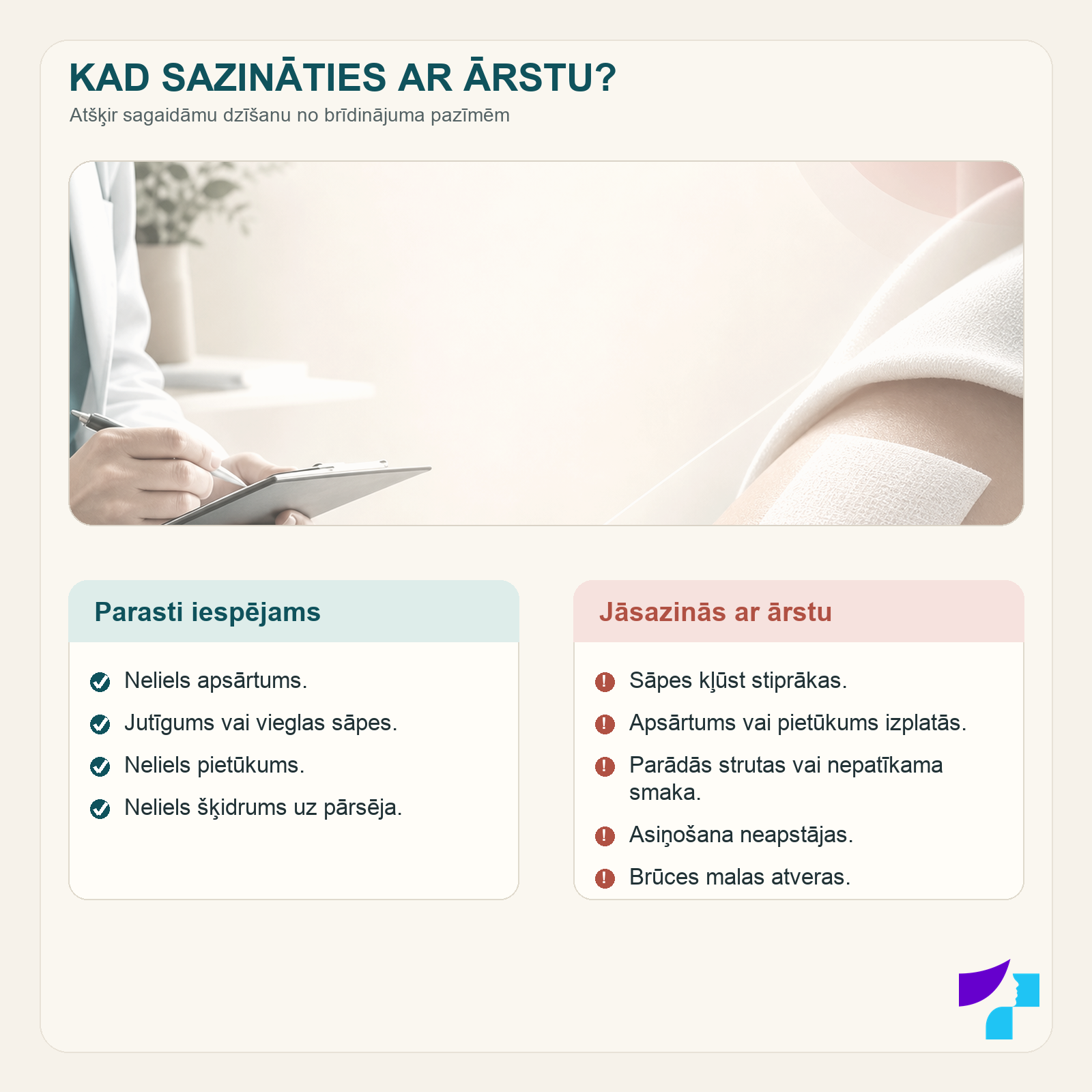 Kad pēc dzimumzīmes noņemšanas jāsazinās ar ārstu