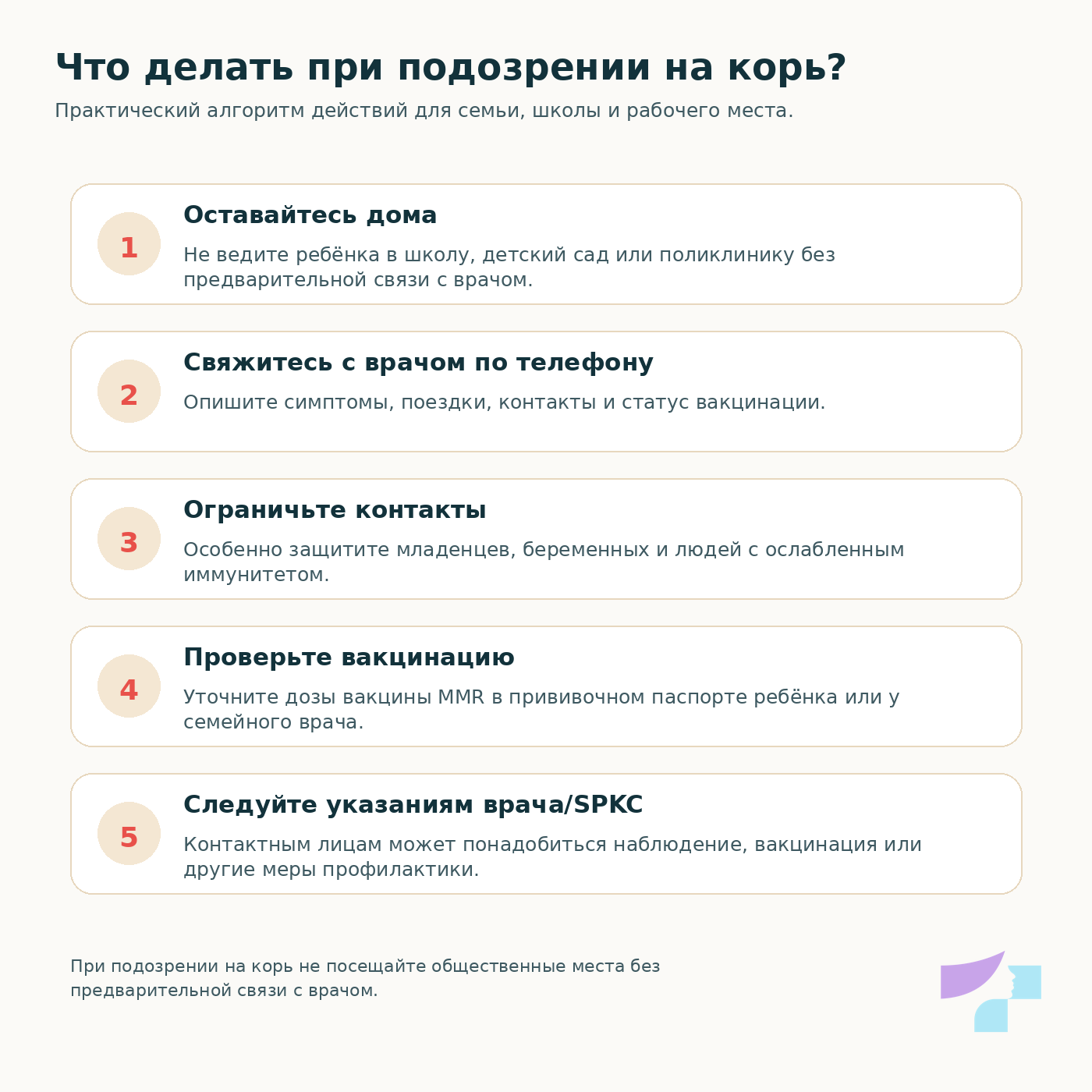 Алгоритм действий при подозрении на корь