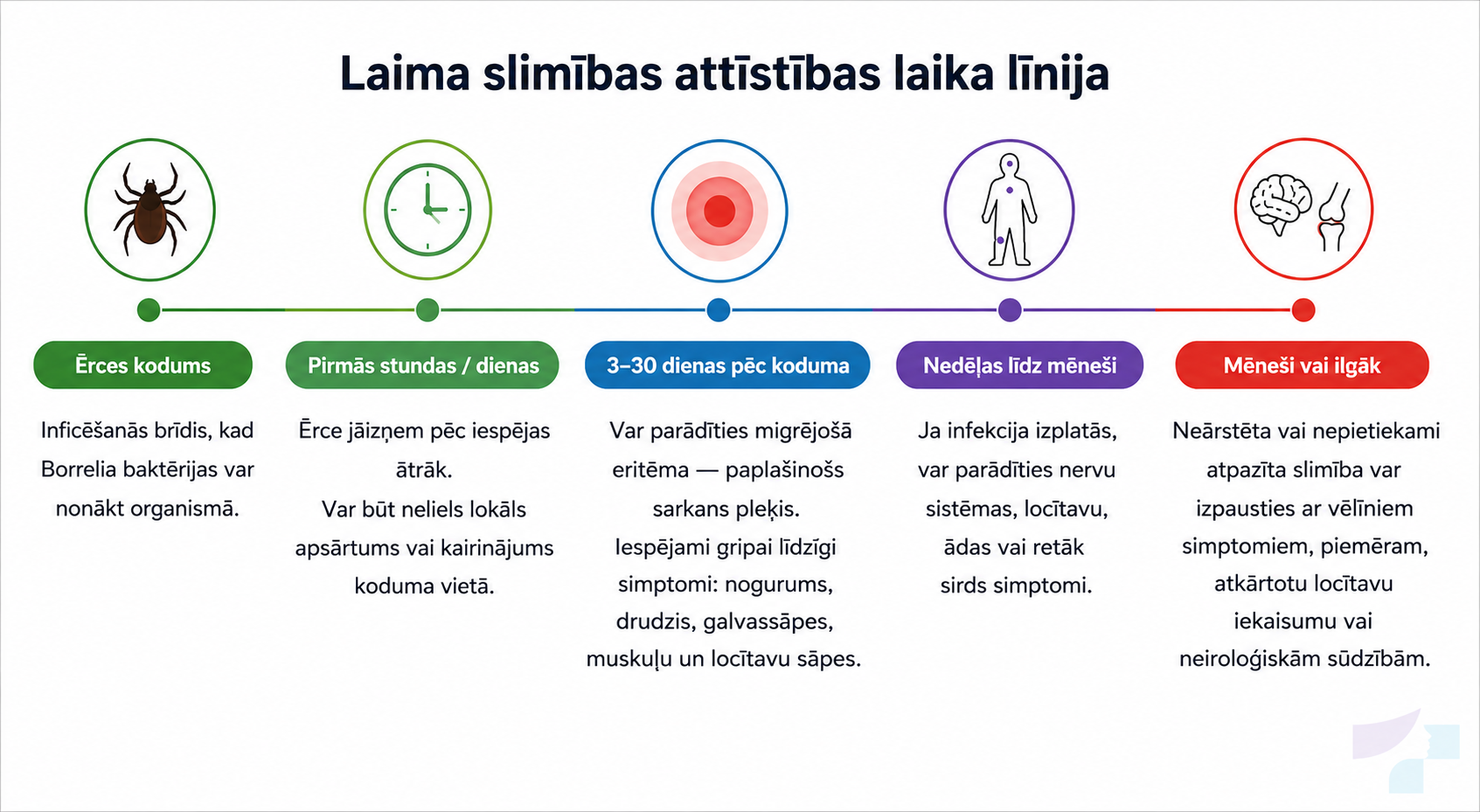 Laima slimības attīstības laika līnija