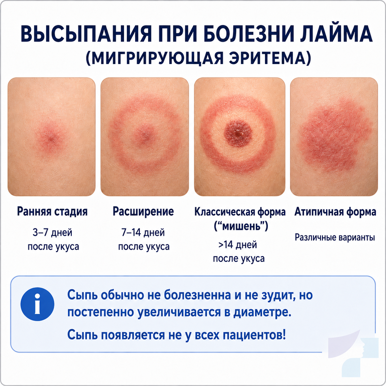 Пример мигрирующей эритемы при болезни Лайма