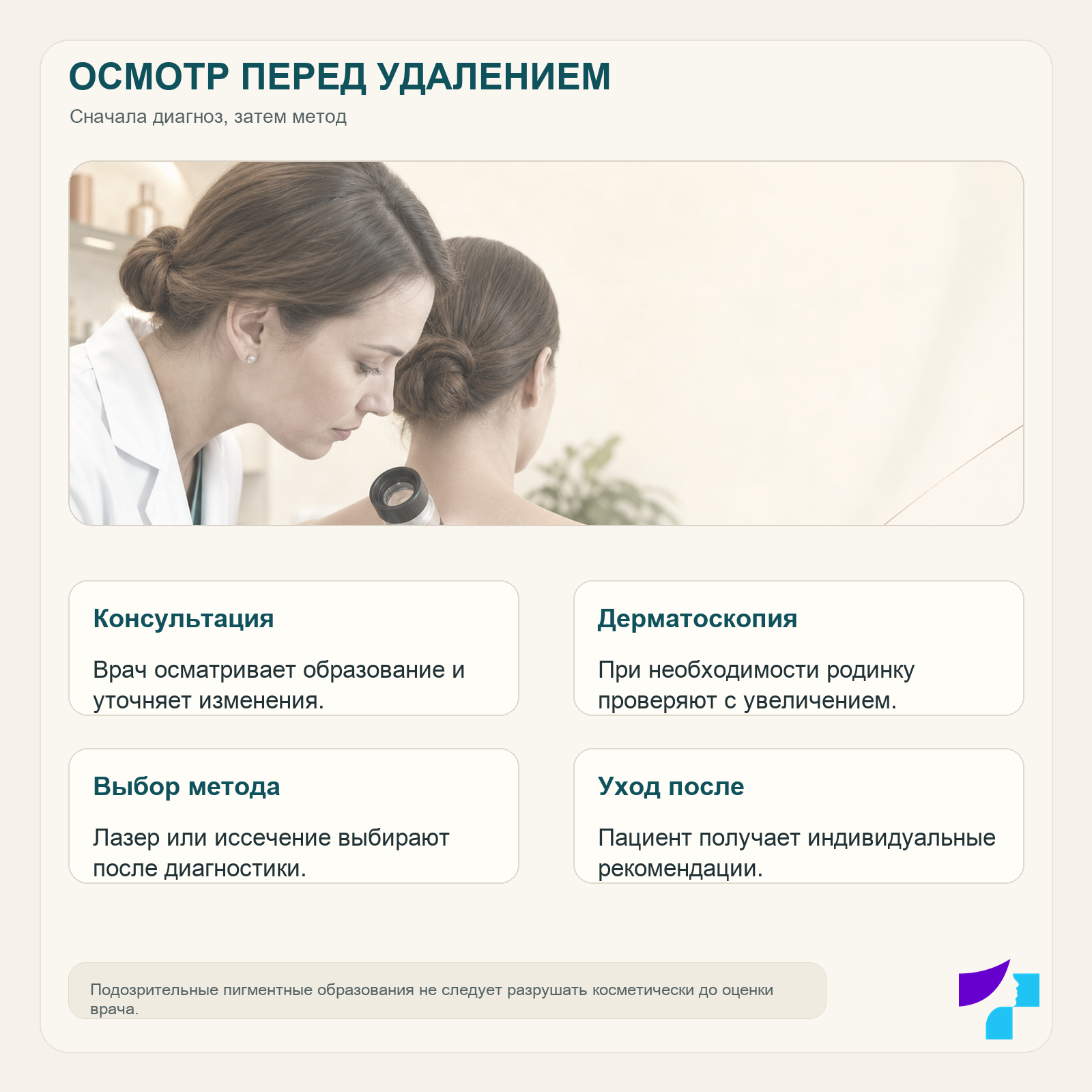Осмотр родинки перед удалением Осмотр родинки перед удалением