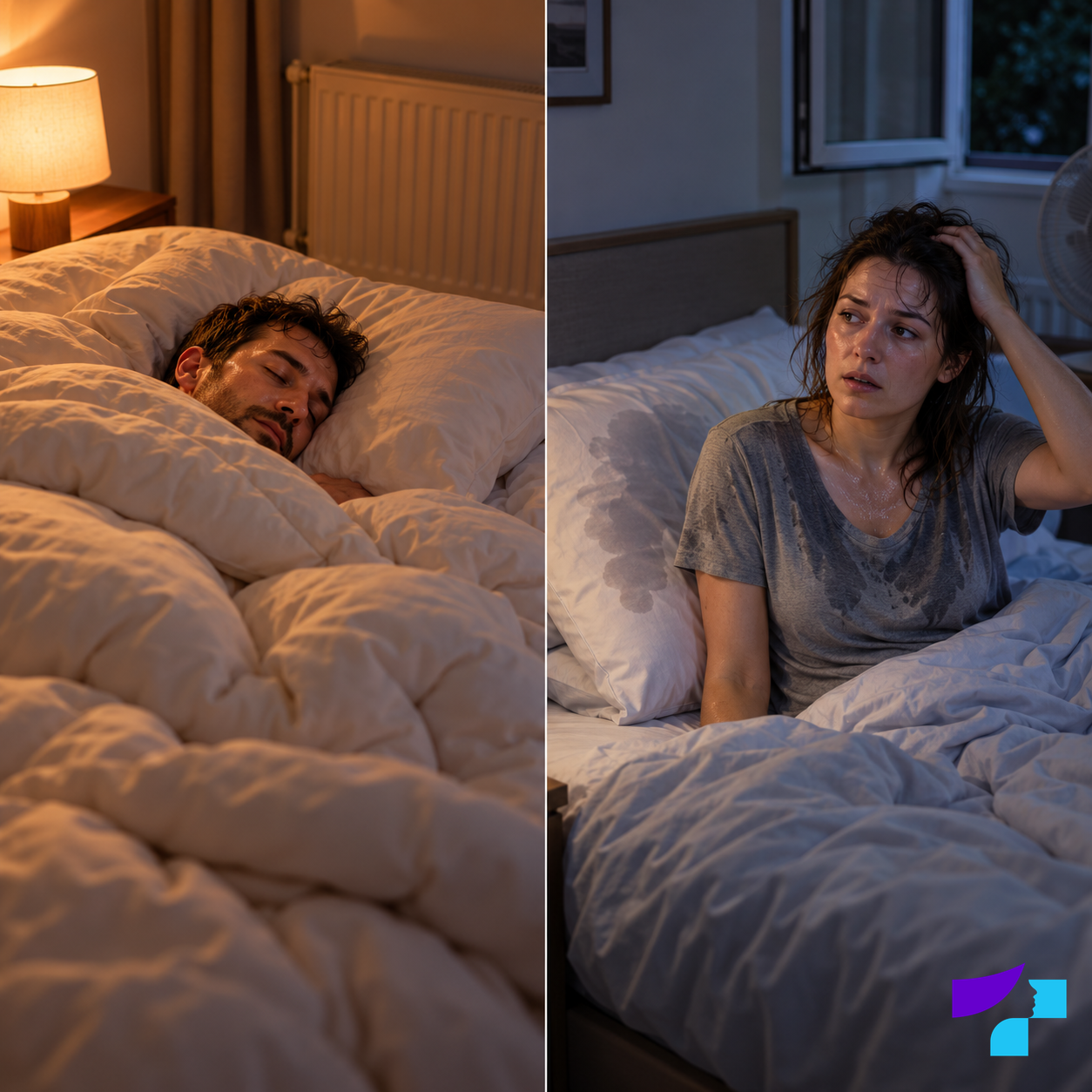 Overheating and night sweats Comparison between overheating in a warm bedroom and severe night sweats