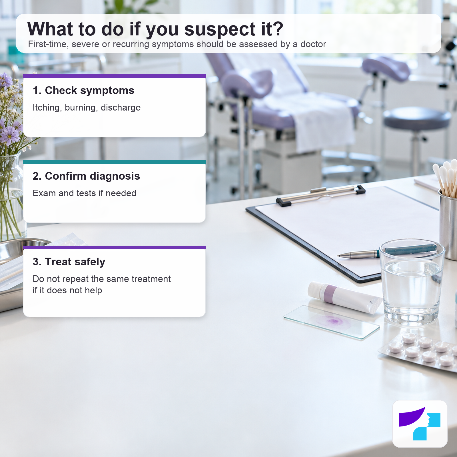 What to do if a yeast infection is suspected What to do if a yeast infection is suspected: assess symptoms, confirm the diagnosis and treat safely